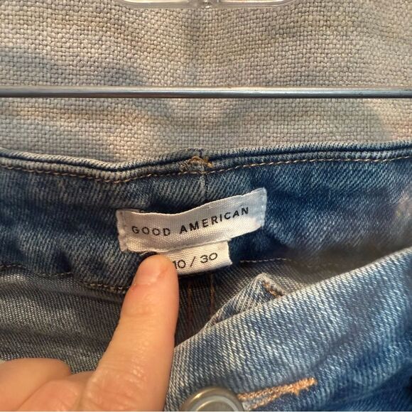 Good American Denim Distressed Skinny Jeans Size 10/30 Medium Wash High Rise - Picture 8 of 9
